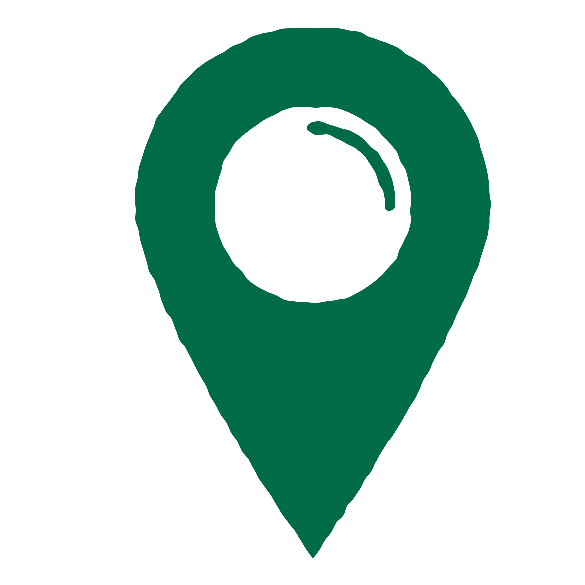 Minimalist map pin icon with a circular center, representing a location marker