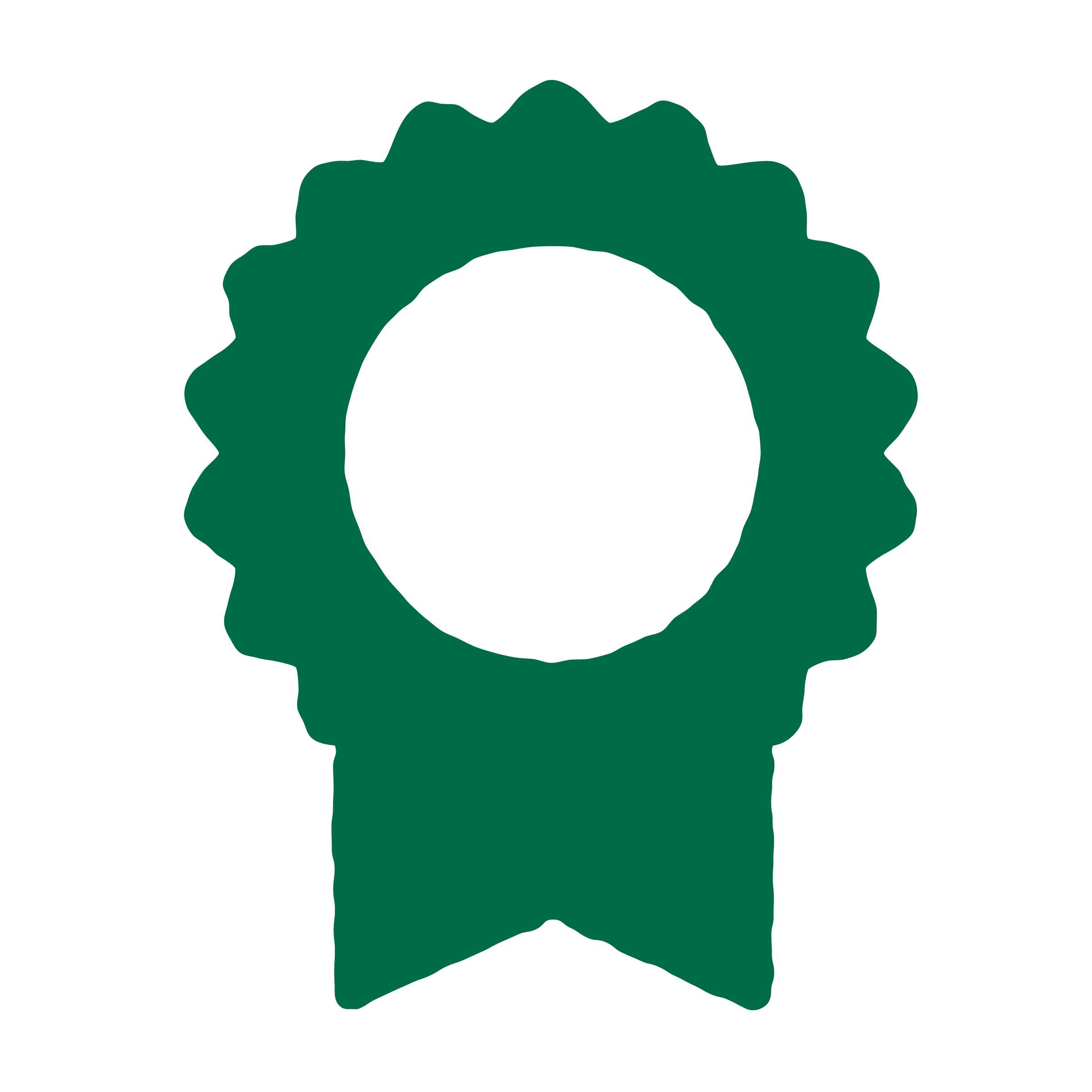 Educational award badge with a graduation cap symbol in the center.