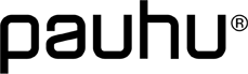 Pauhu-logo mustalla taustalla