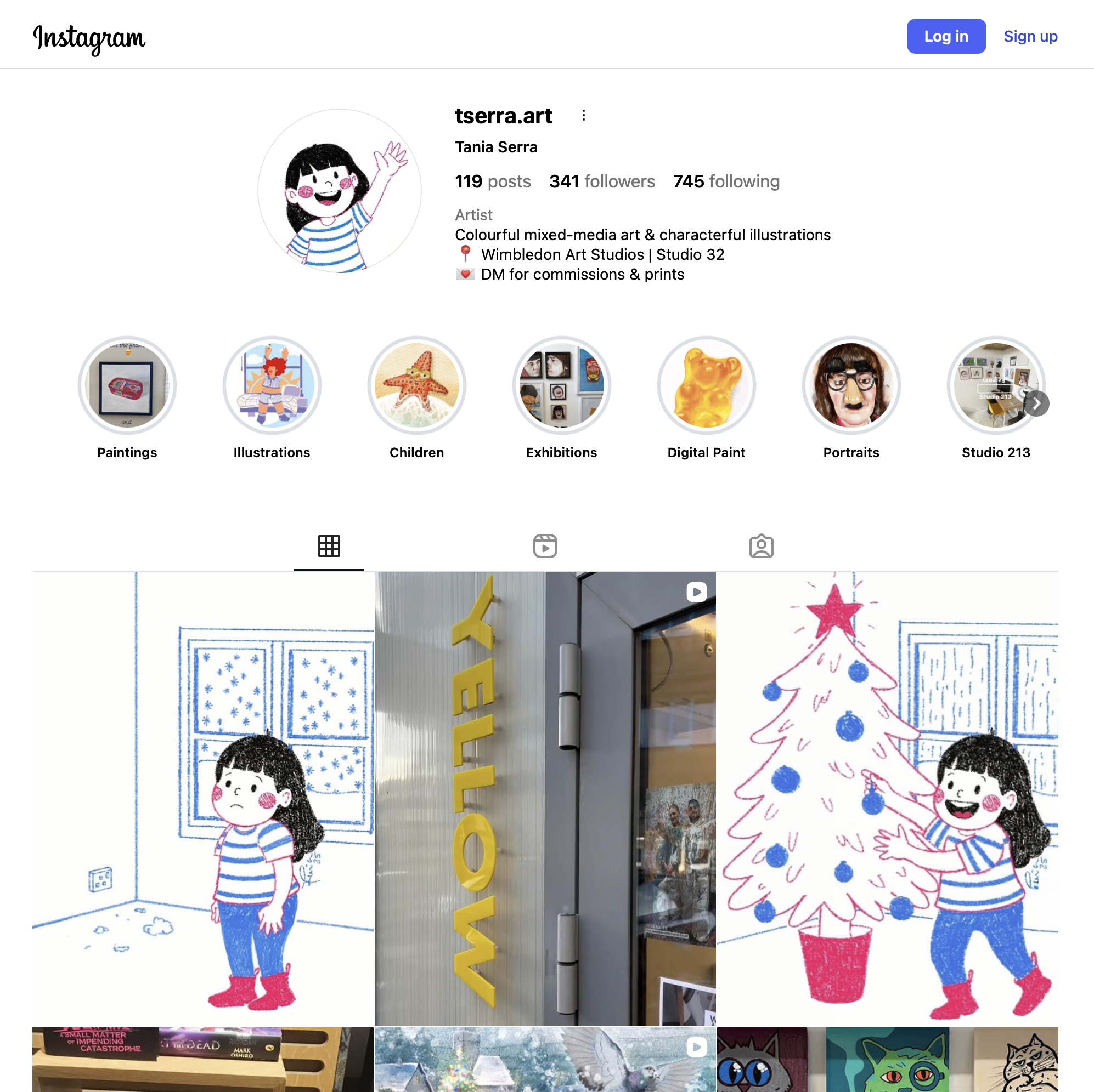 A screenshot of TSerra.Art instagram profile.
