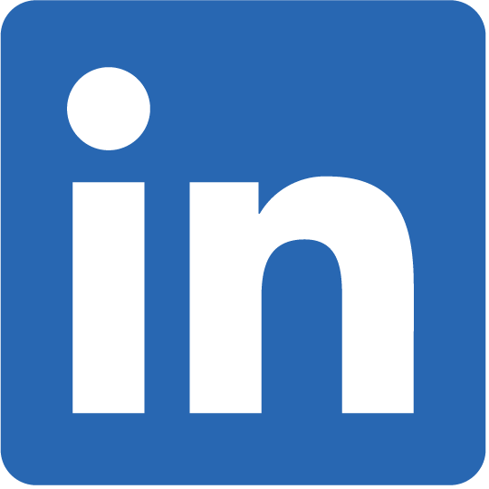 LinkedIn logo with a blue background and black letters 'in'