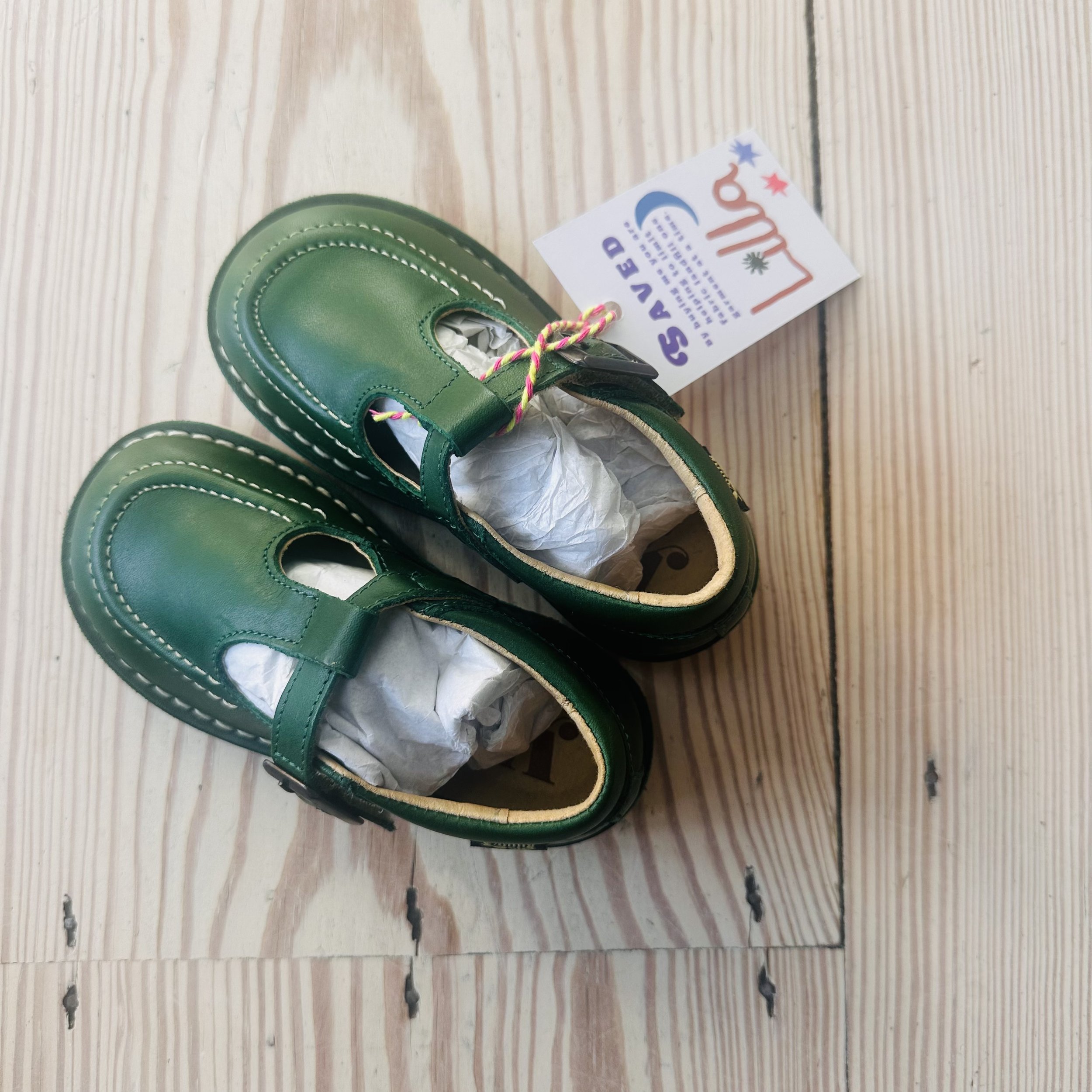 Young Soles Green T Bar Shoe Size eu 24