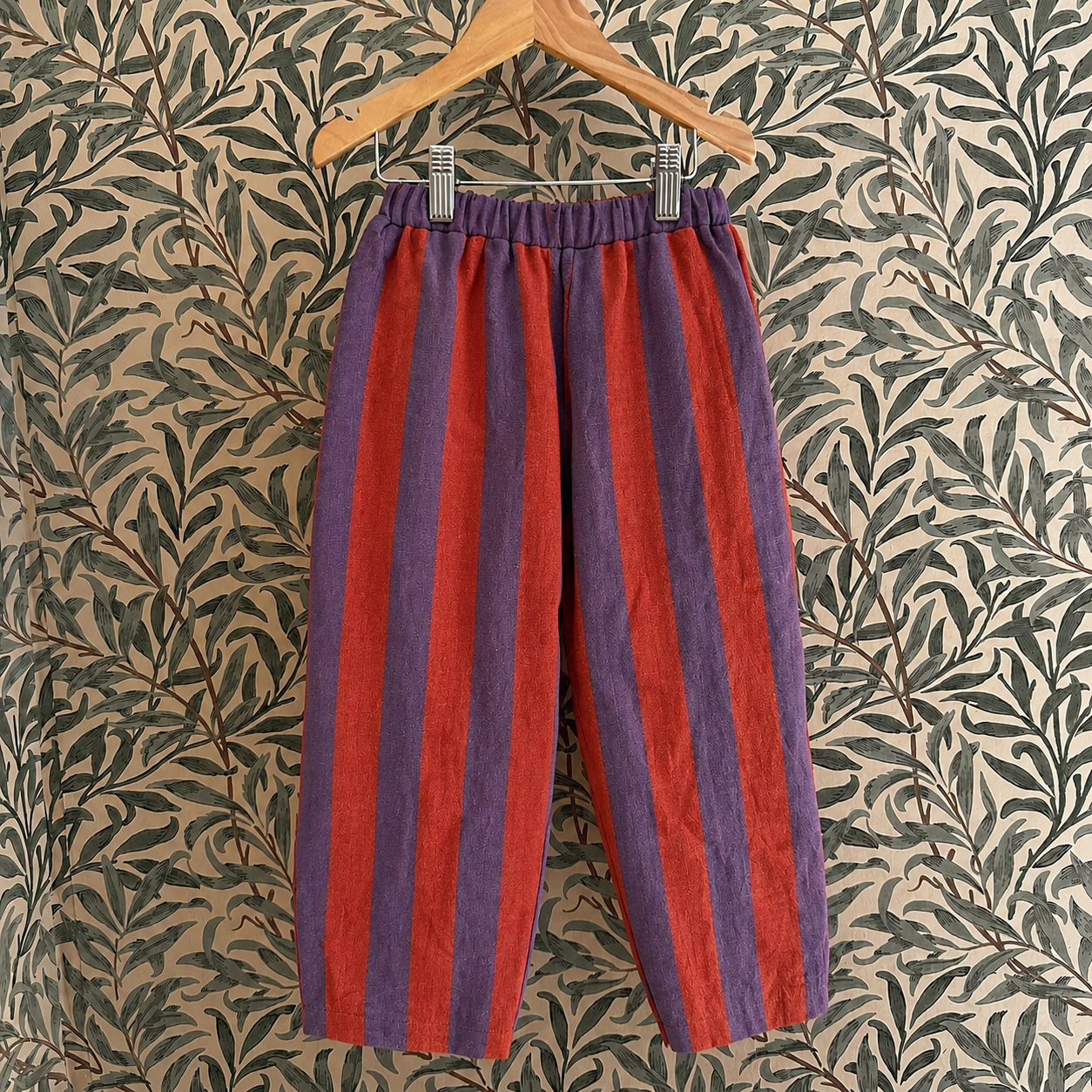 Lilla Vi Surplus Fabric Collection - Stripe Rust Navy Barrel Leg Trouser 4-6 Years