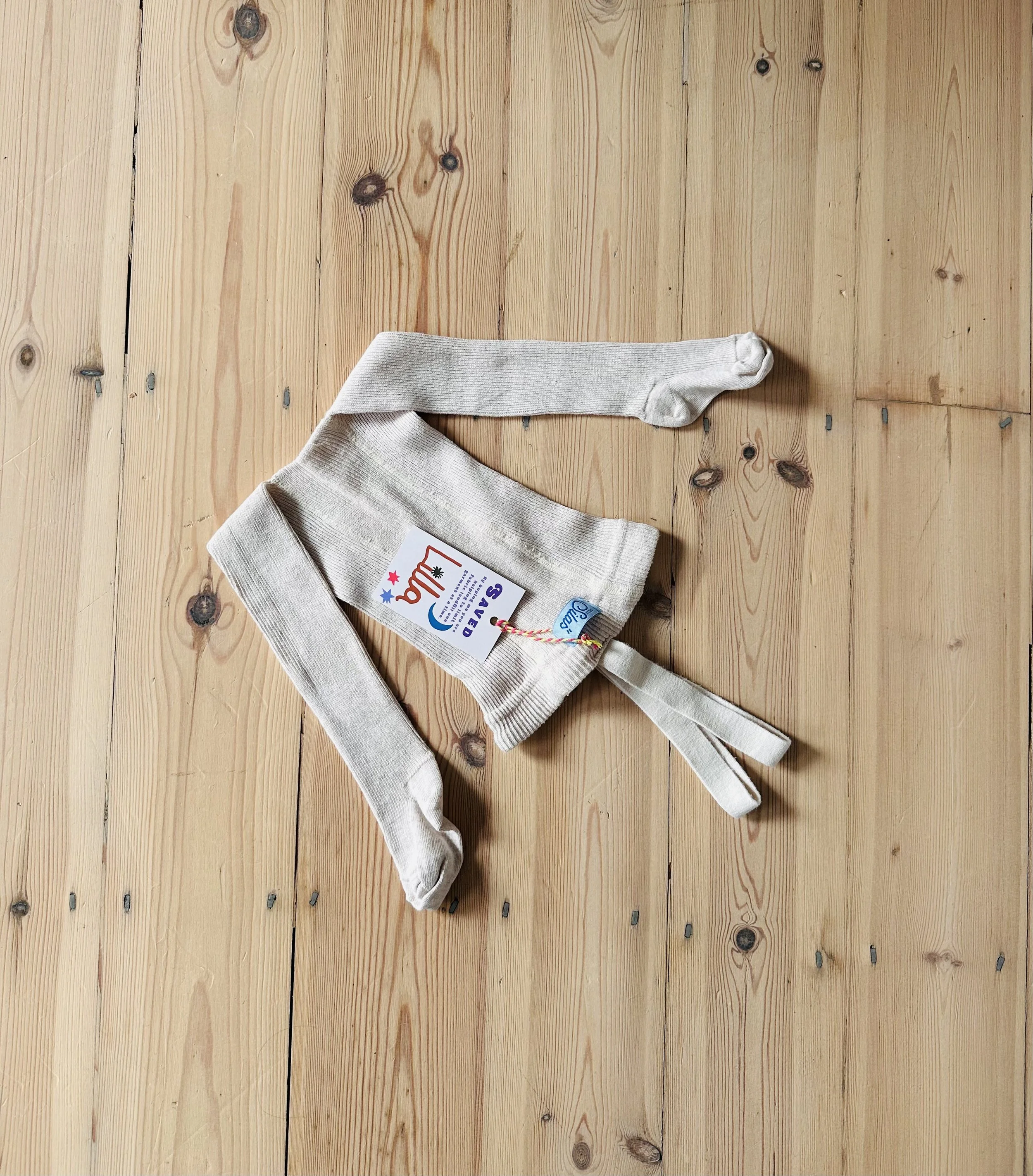 Silas Cream Unisex Rib Tights with Braces 3-6 months