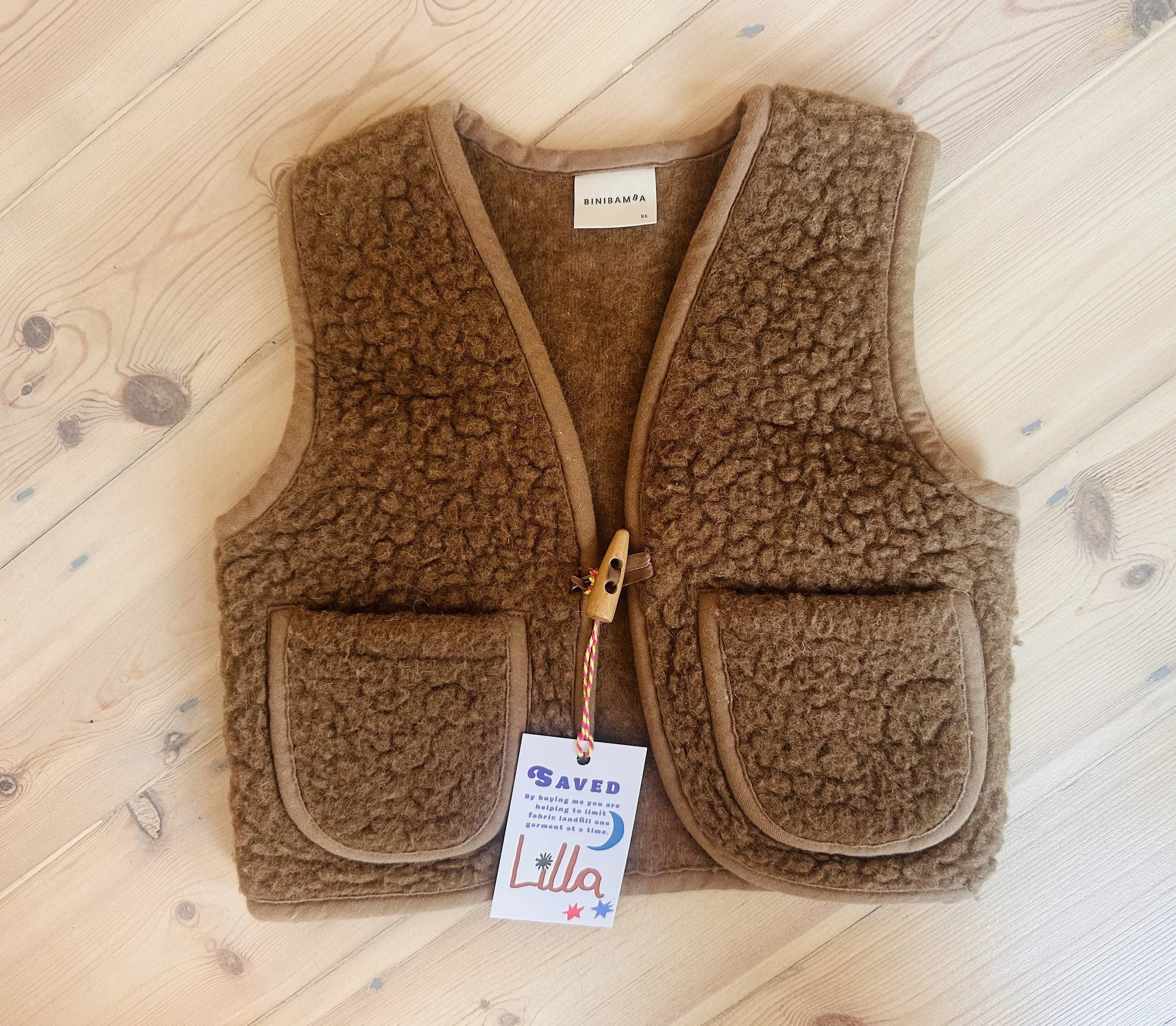 BINIBAMBA Brown Sheepskin Gillet 2-3 years