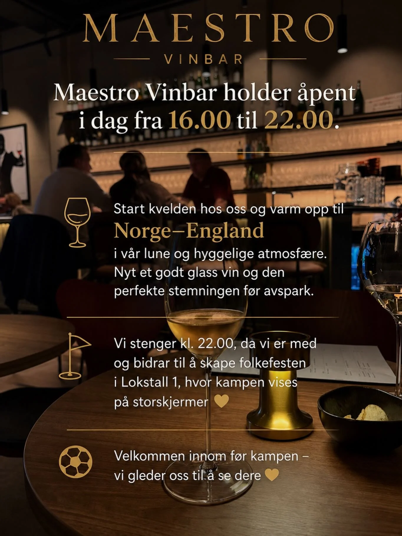 Start kampkvelden hos oss. Sees vi? 🤎

&Aring;pent fra 16.00-22.00