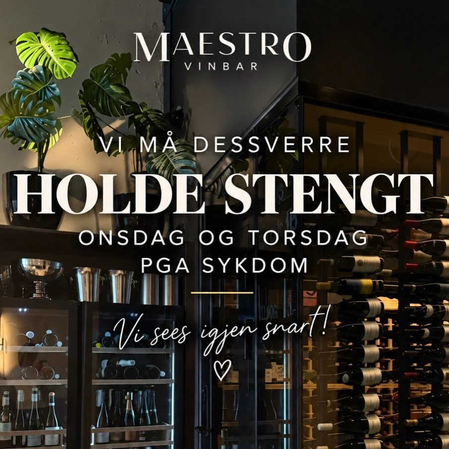 Vi m&aring; dessverre holde stengt onsdag og torsdag pga sykdom. Fredag og l&oslash;rdag holder vi &aring;pent som normalt🤎