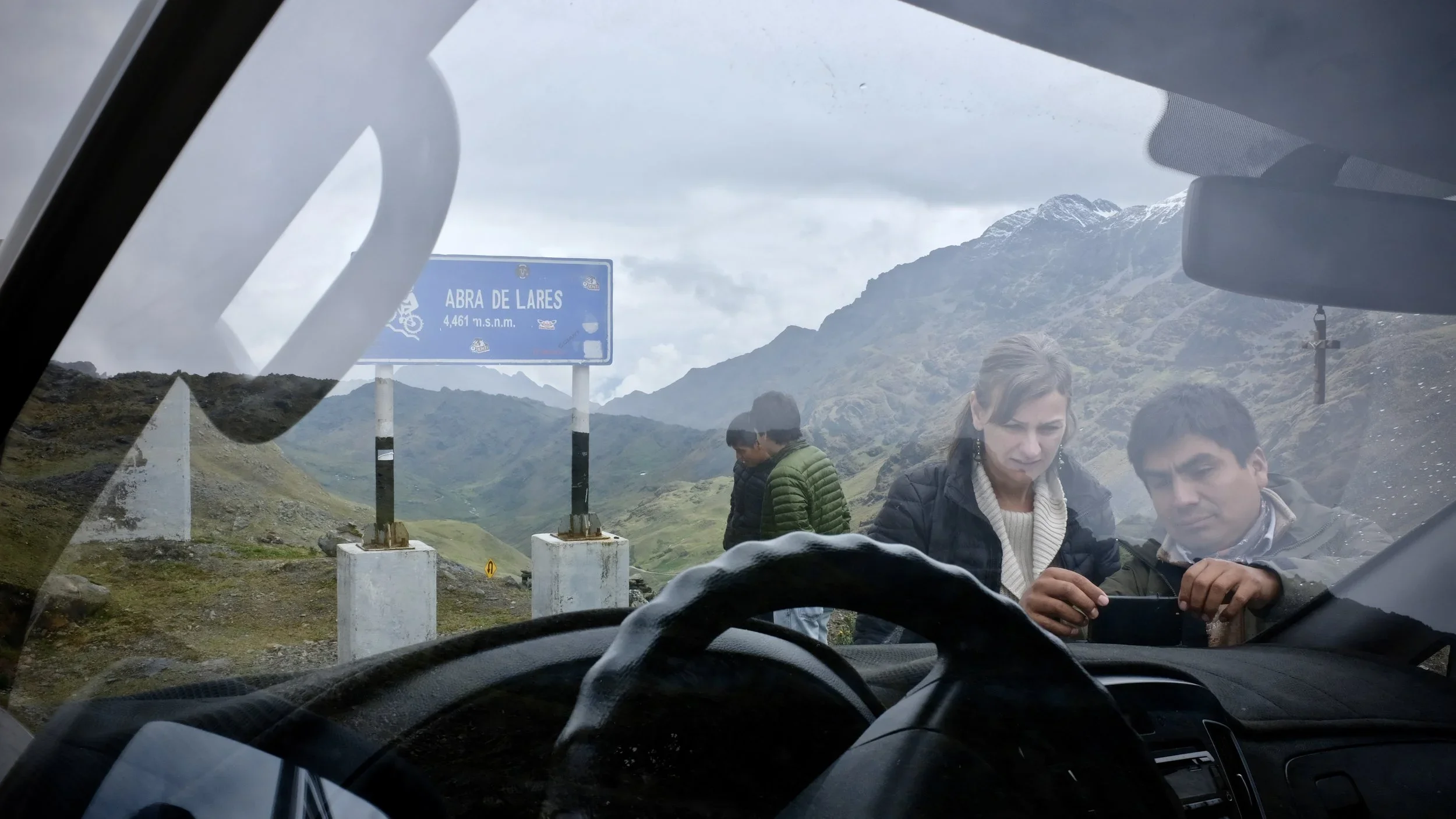 Taking a pit stop at the highest point in the Lares Valley.