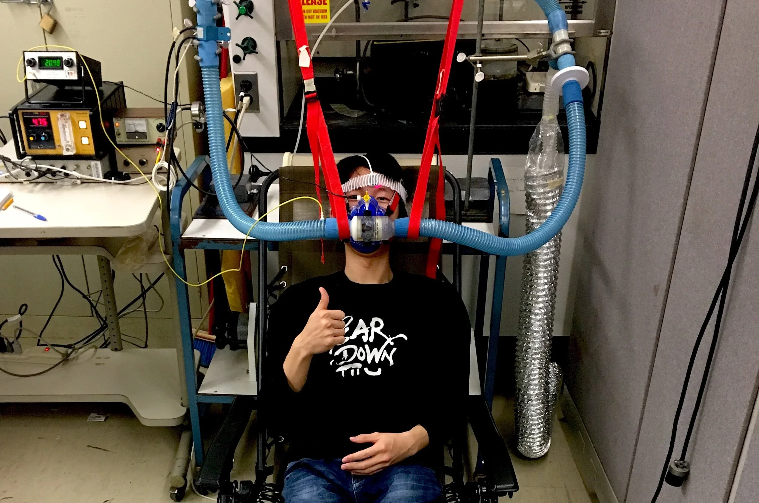 Wanjun Gu of the Simonson Lab volunteers as a test subject in San Diego, CA so that Esteban Moya and James Yu can perfect the HVR protocol before heading to Salt Lake City, UT.