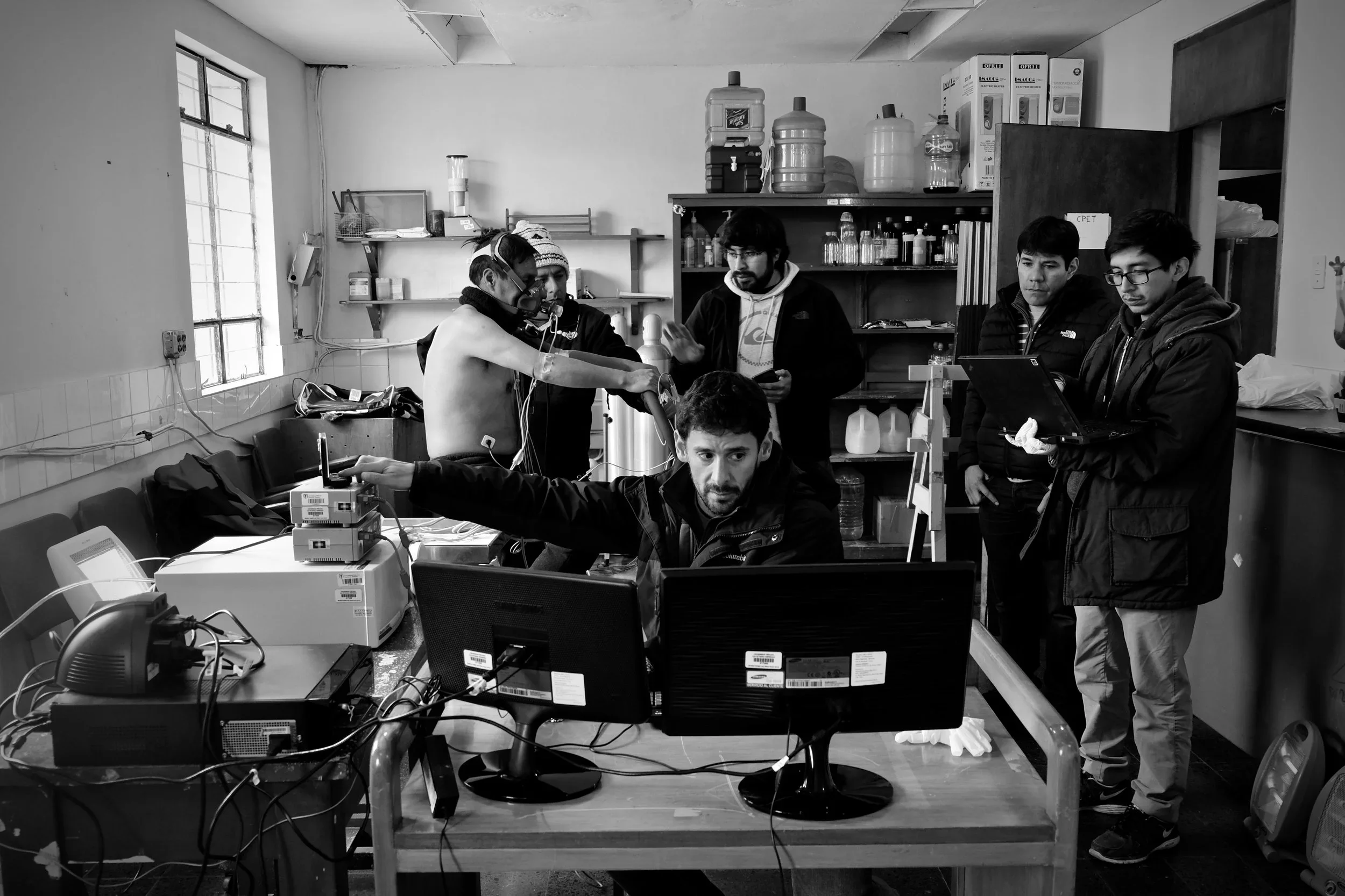 It takes a village to conduct an exercise study, as shown by members of the Villafuerte Lab.