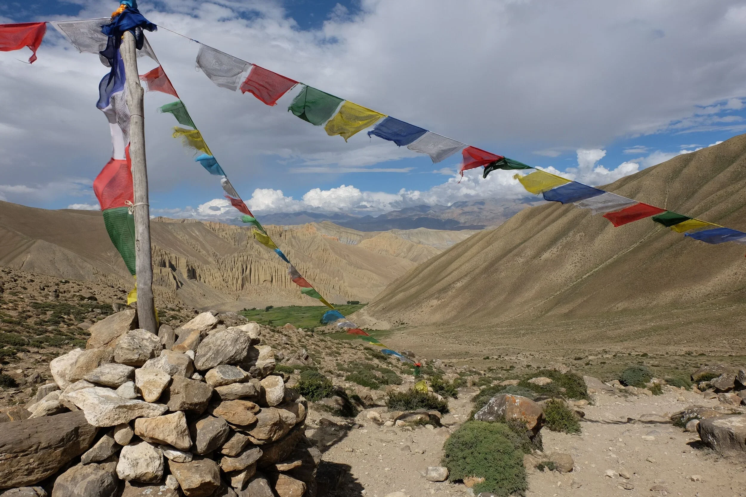 A kaleidoscope of Tibetan flags that mark the high points throughout Nepal.