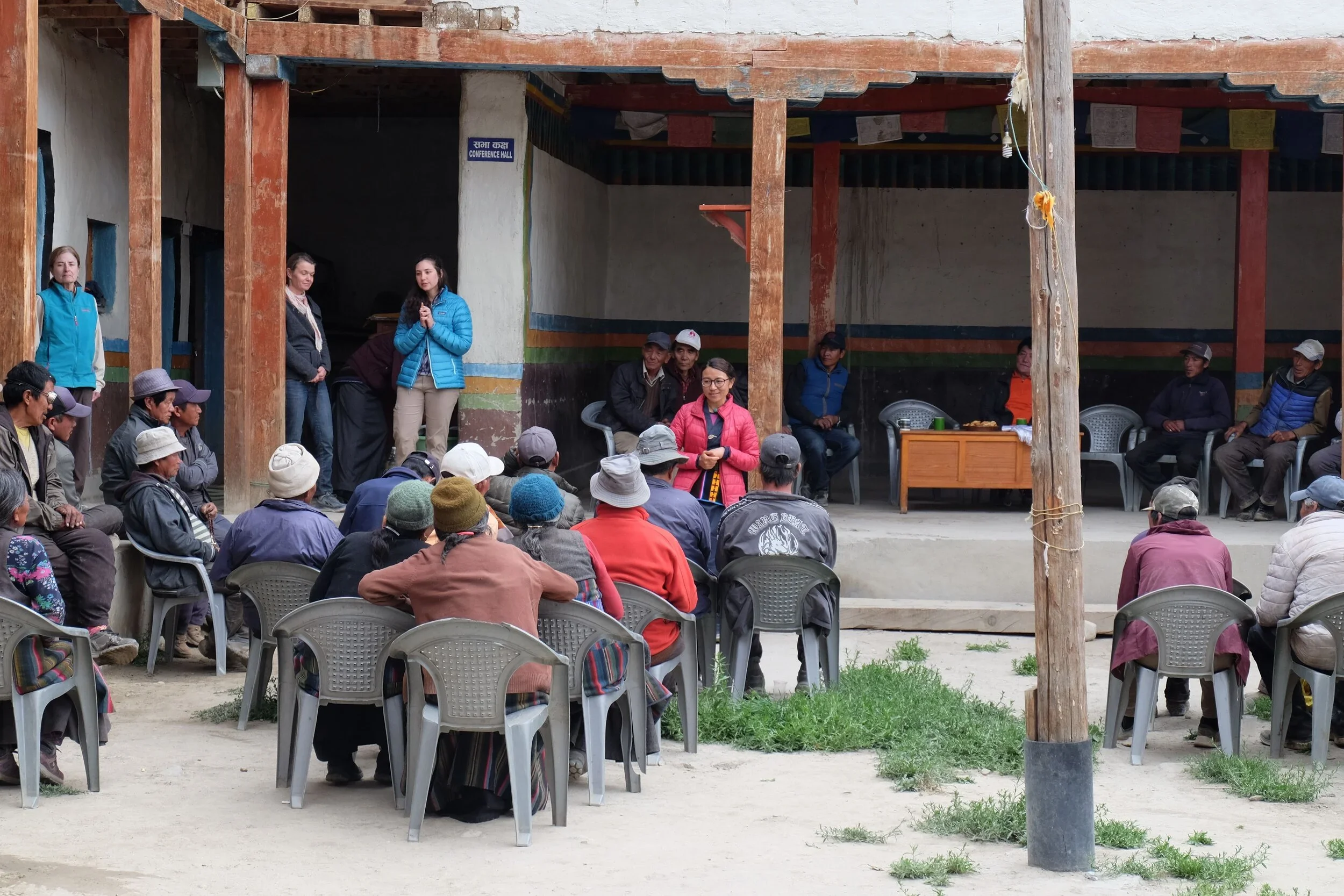  Tsering Wangmo conducts a health class for the villagers of Lo Manthang, teaching them about general health practices, water hygiene, and disease transmission. 