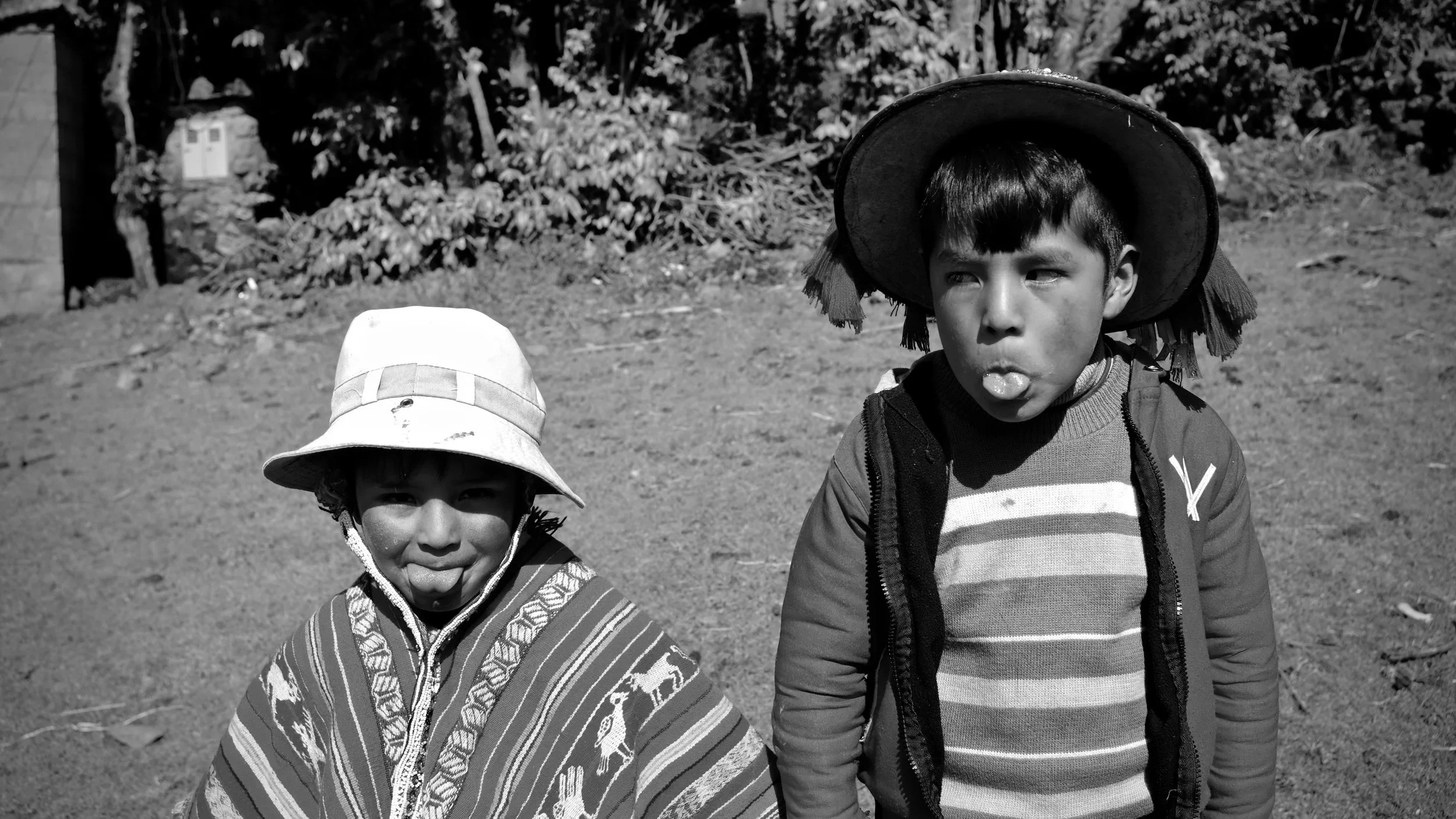 Brothers Oliver (4) and Kevin (6) ham it up for the camera.