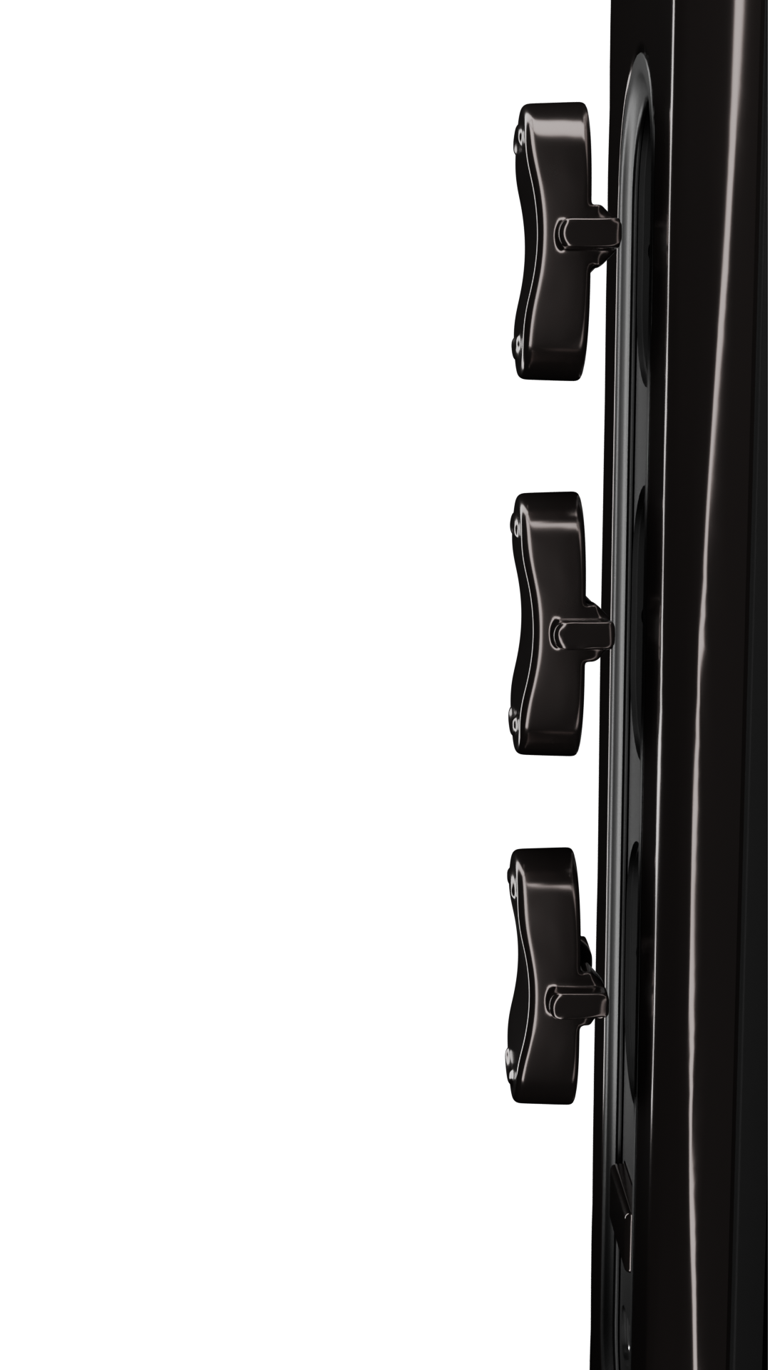 Piano cotta nero con quattro manopole di controllo.