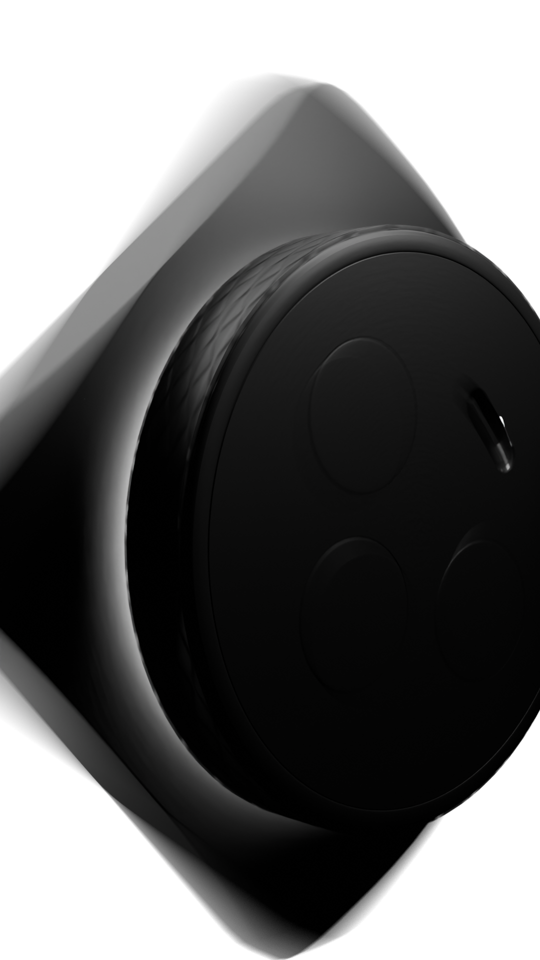 Primo piano di una telecamera di sicurezza nera con un'area di montaggio in alluminio