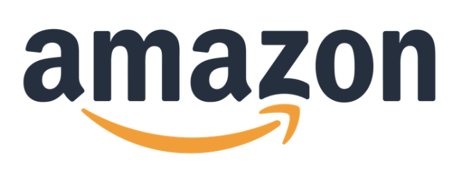 Amazon logo with black text and orange arrow underneath