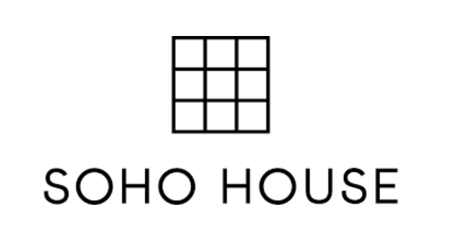 Logo of SOHO House featuring a stylized grid house icon and text.