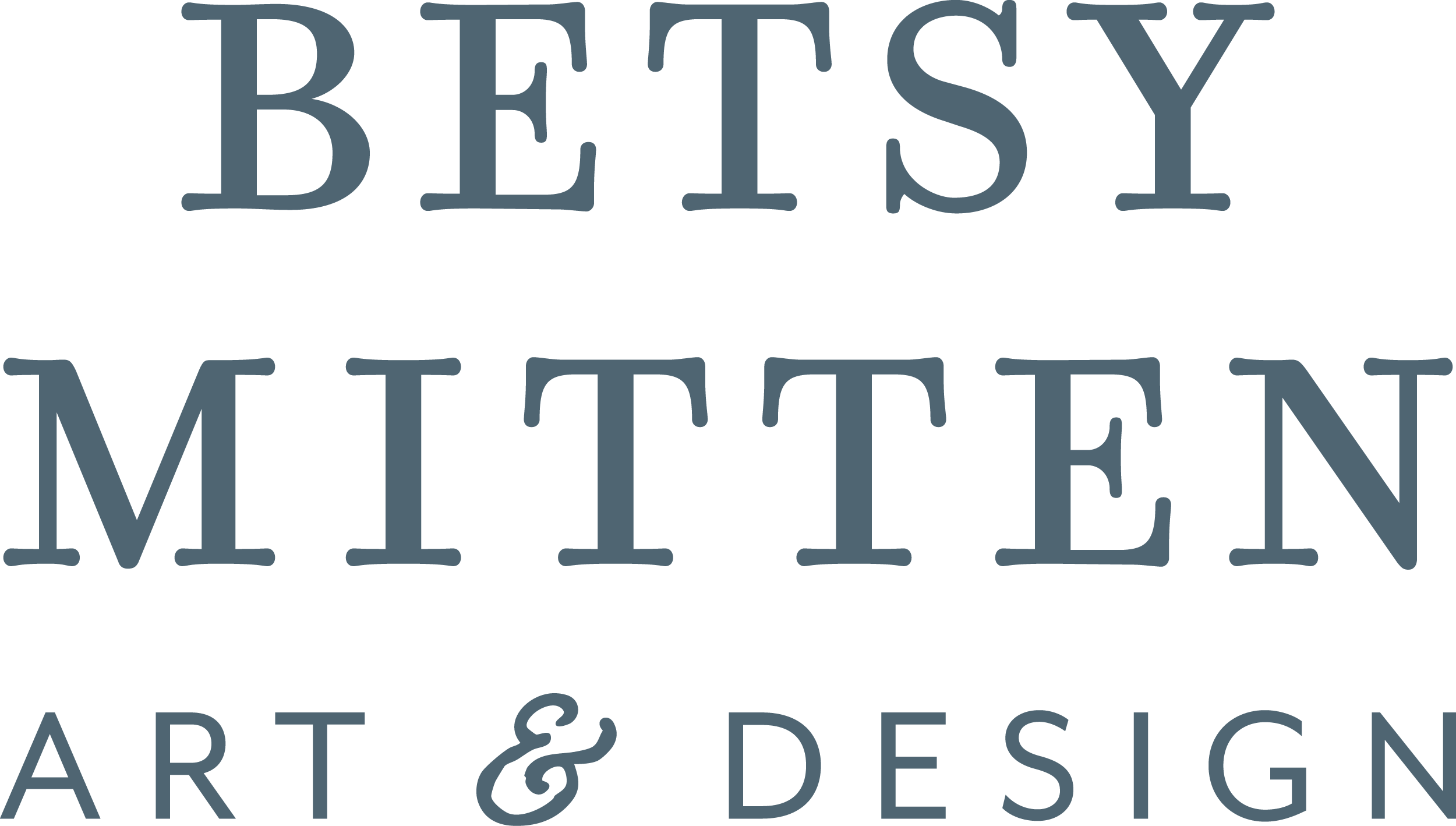 Text that reads 'Betsey Mitten Art & Design' in a stylized font.