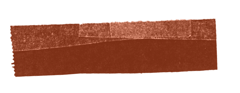 To stykker maskeringstape, en i bunn i brun og en øverst i rosa, som ligger på en svart bakgrunn. Kun dekorativt.