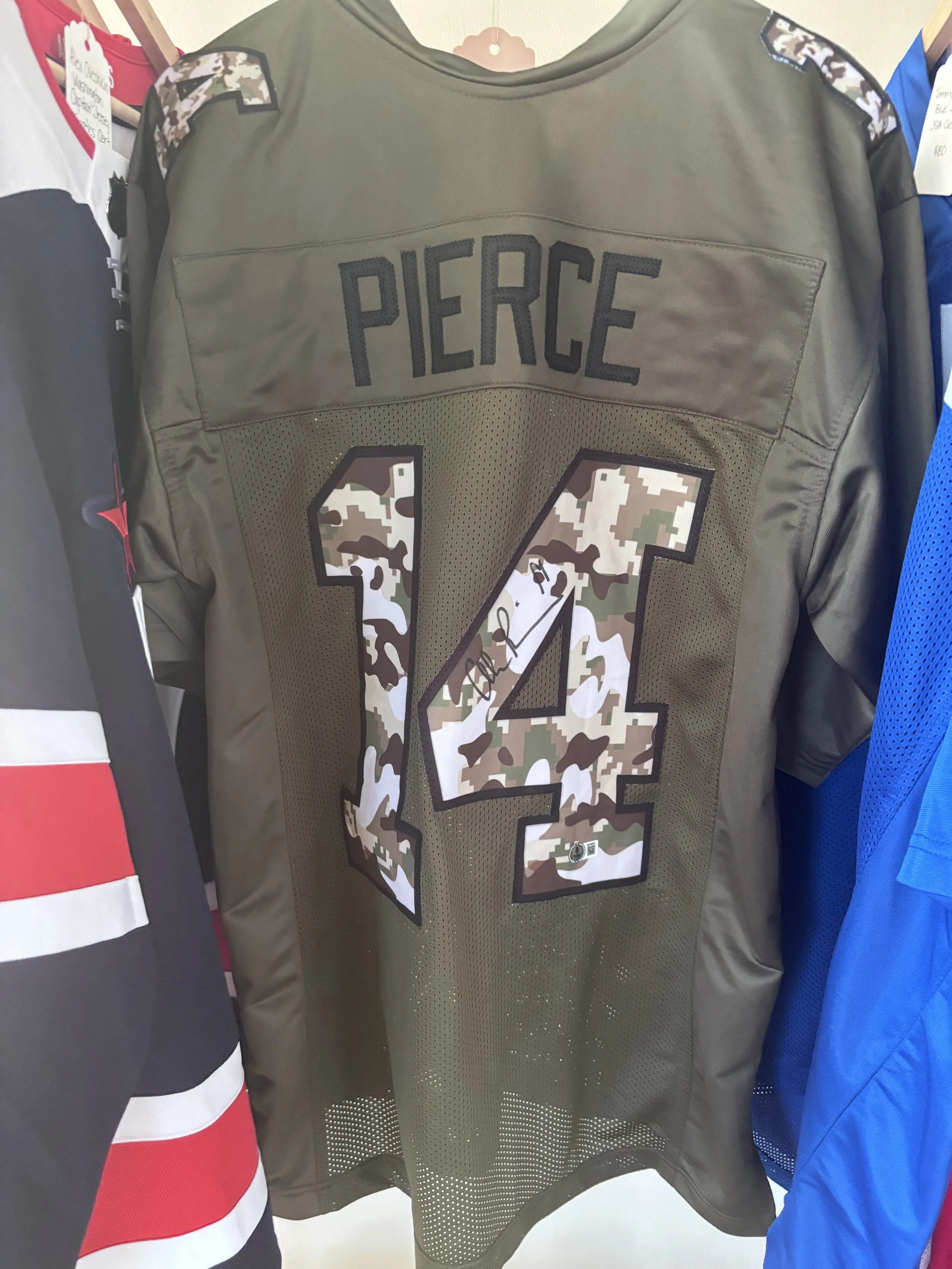 Alec Pierce "Salute to Service" Signed Custom Jersey Beckett COA