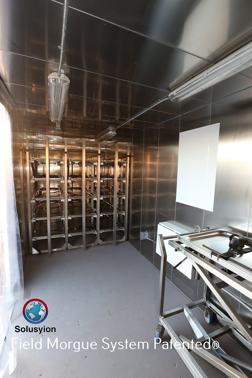 Ceiling lighting is waterproofed for ease of decontamination