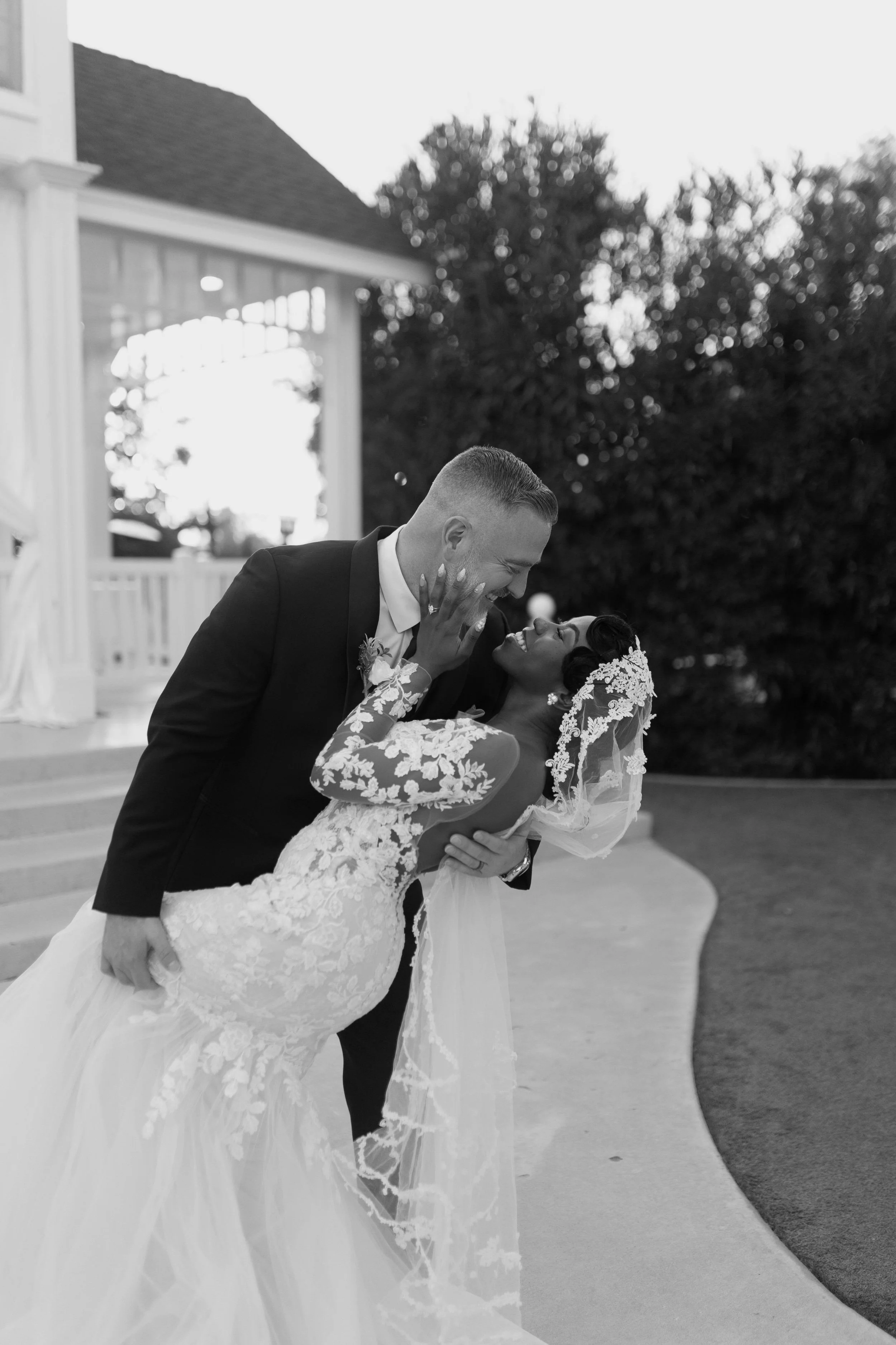 Laurie’s customers, Evan and Kade, running down a mountain after getting married. 