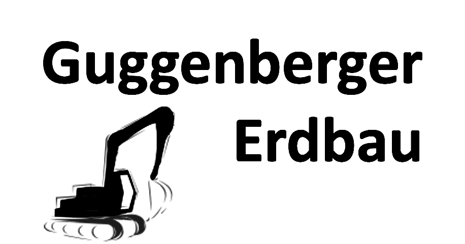 Logo mit Text 'Guggenberger Erdung' und einem Bagger-Symbol.