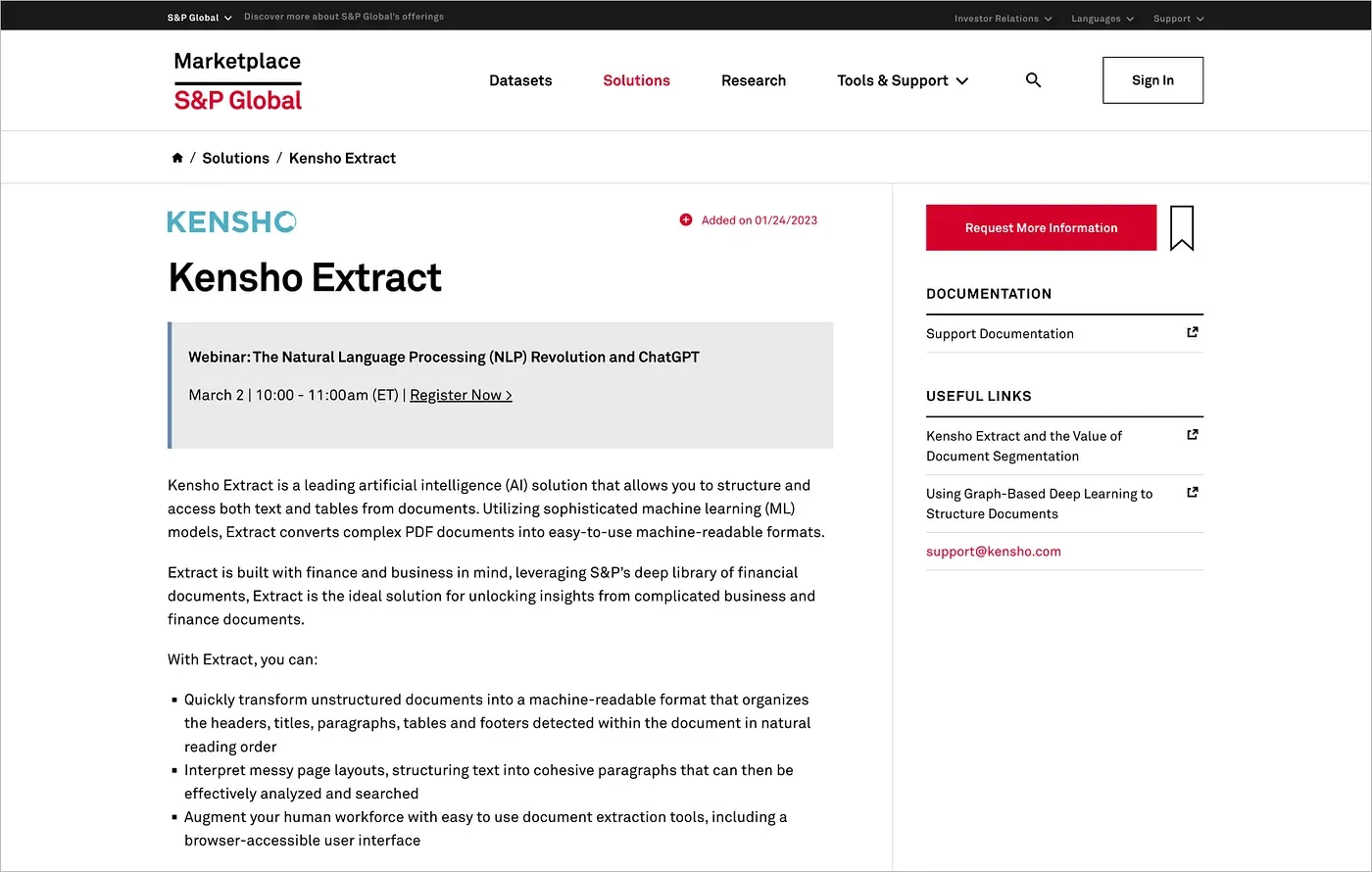 Kensho Extract is now available on S&amp;P Global Marketplace