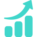 Graphic showing upward trending arrow and bar chart indicating growth or increase