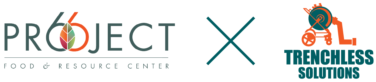 Logo of PRO6JECT Food & Resource Center and Trenchless Solutions, separated by a large 'X'.