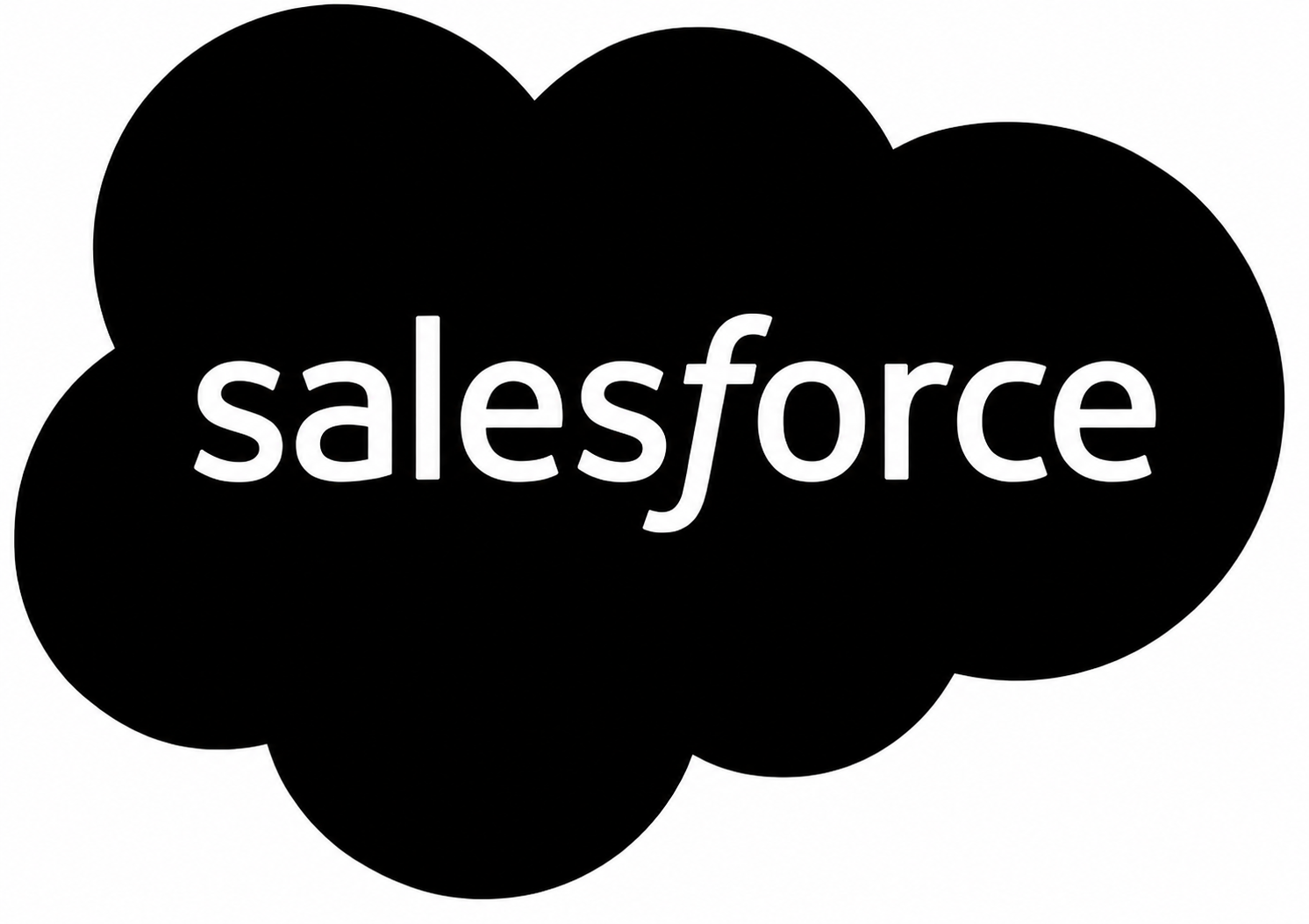 Salesforce logo in white text inside a black cloud shape.