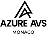 Logo Azure AVS Monaco avec un symbole abstrait au-dessus du texte