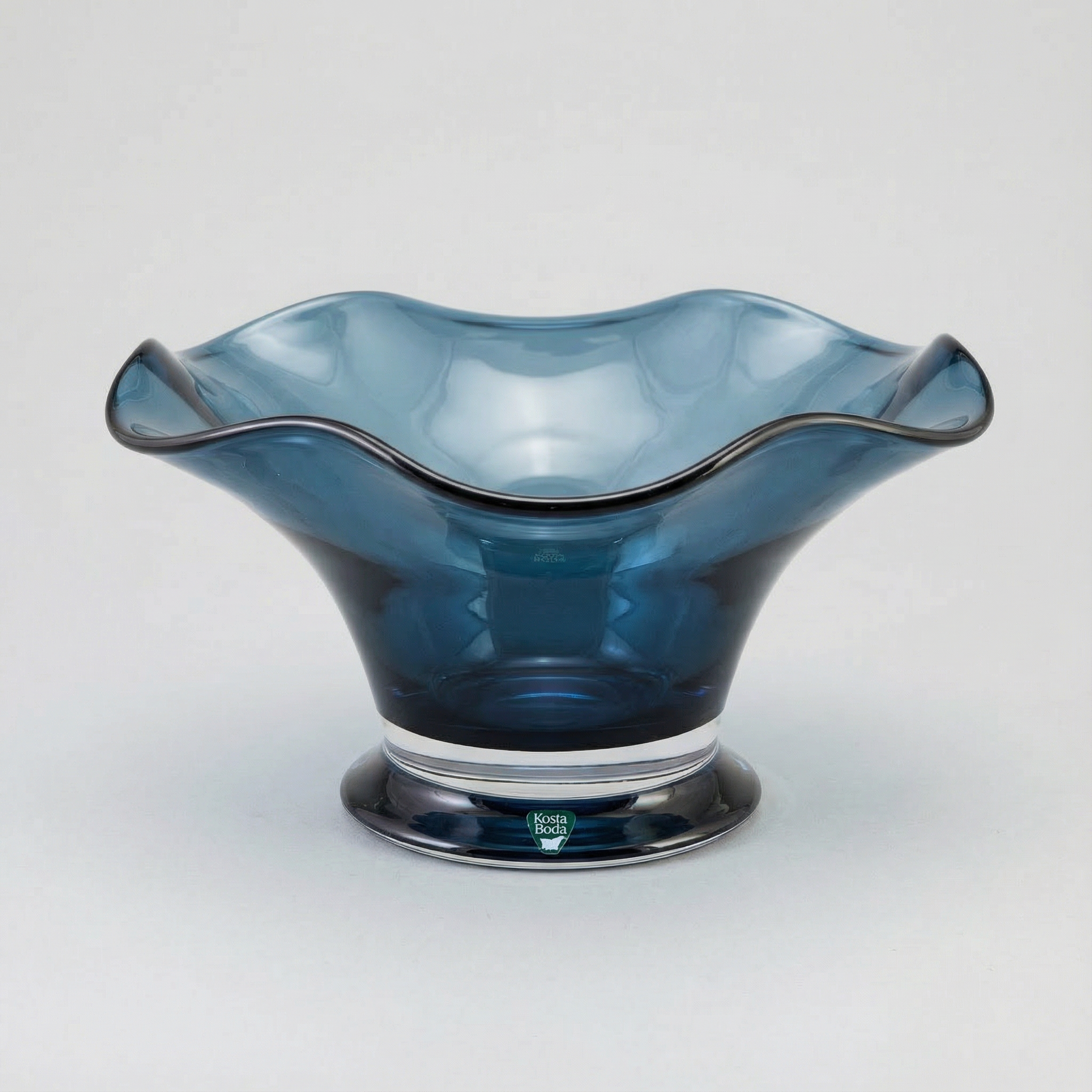 Blue "Kantarel" glass bowl from Orrefors. Sweden