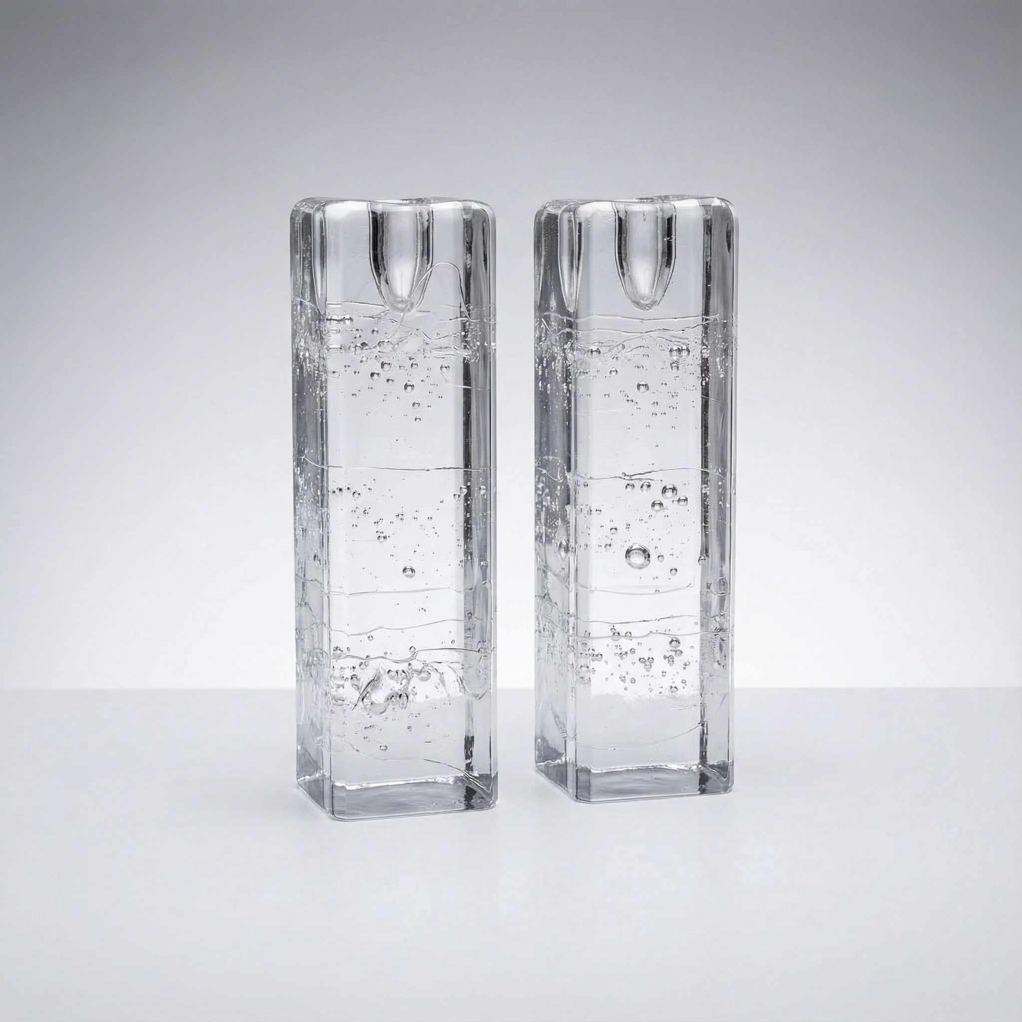 Glass candle sticks, Timo Sarpaneva, Finland.