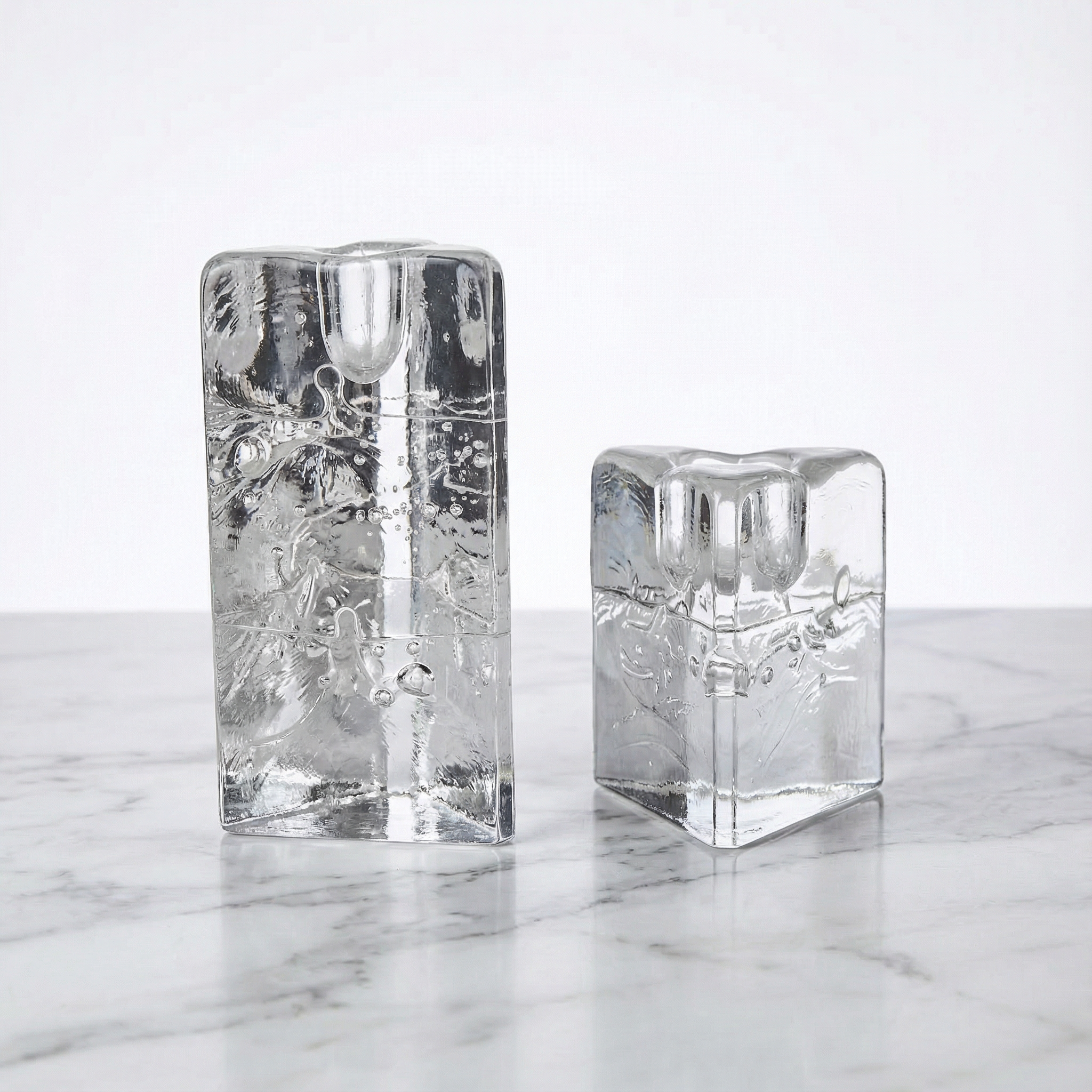 Ice block-like candlesticks by Sarpaneva, Finland