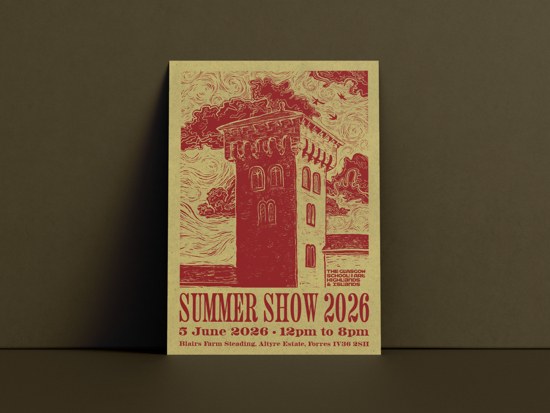 Glasgow School of Art Summer Show 2026 Poster, designed by Bailee Allen