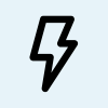 Black lightning bolt icon on a light blue background.