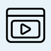 Icon of a web browser window with a play button in the center, representing a video or media player.