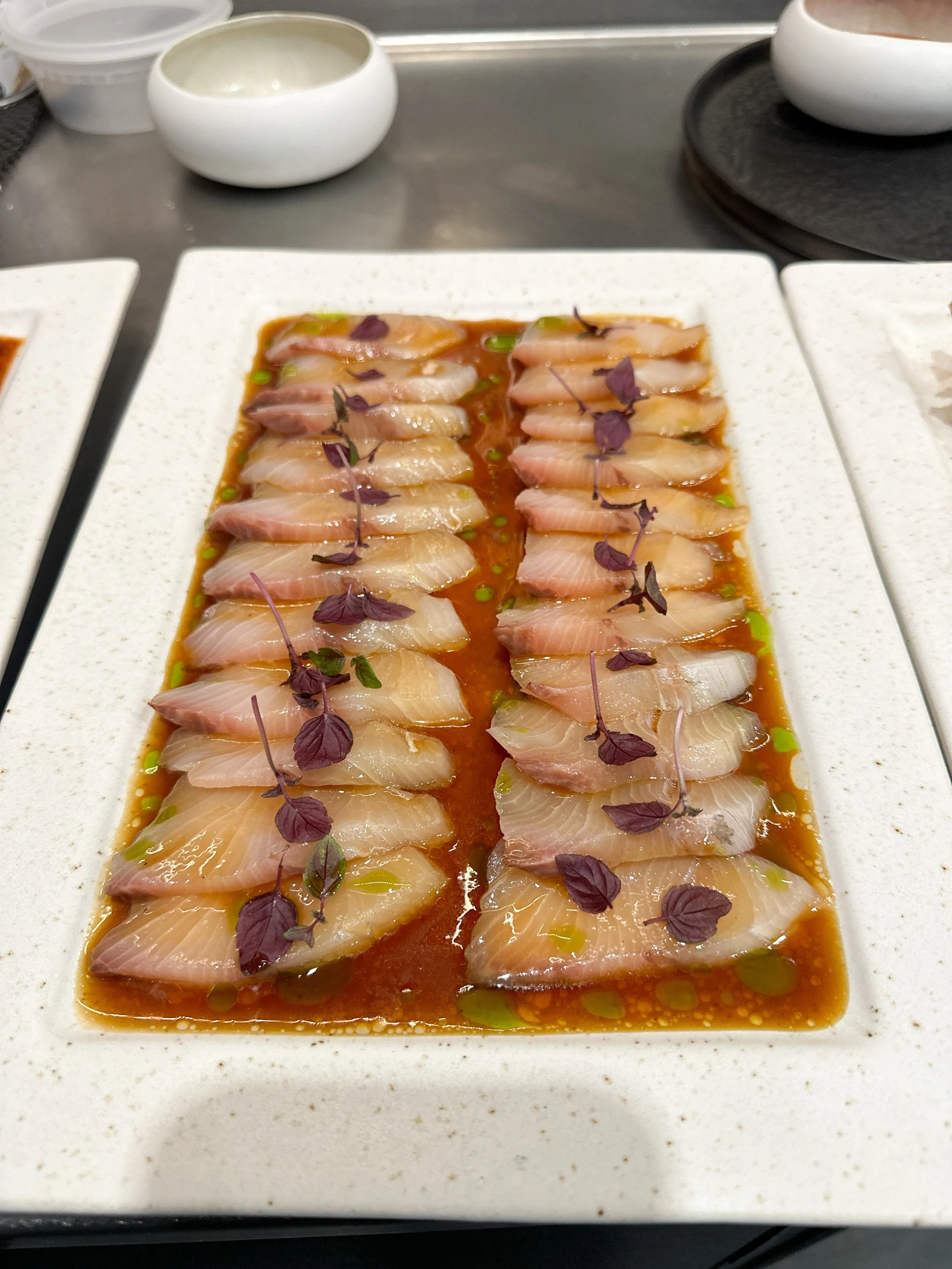 Kingfish sashimi with shiso
