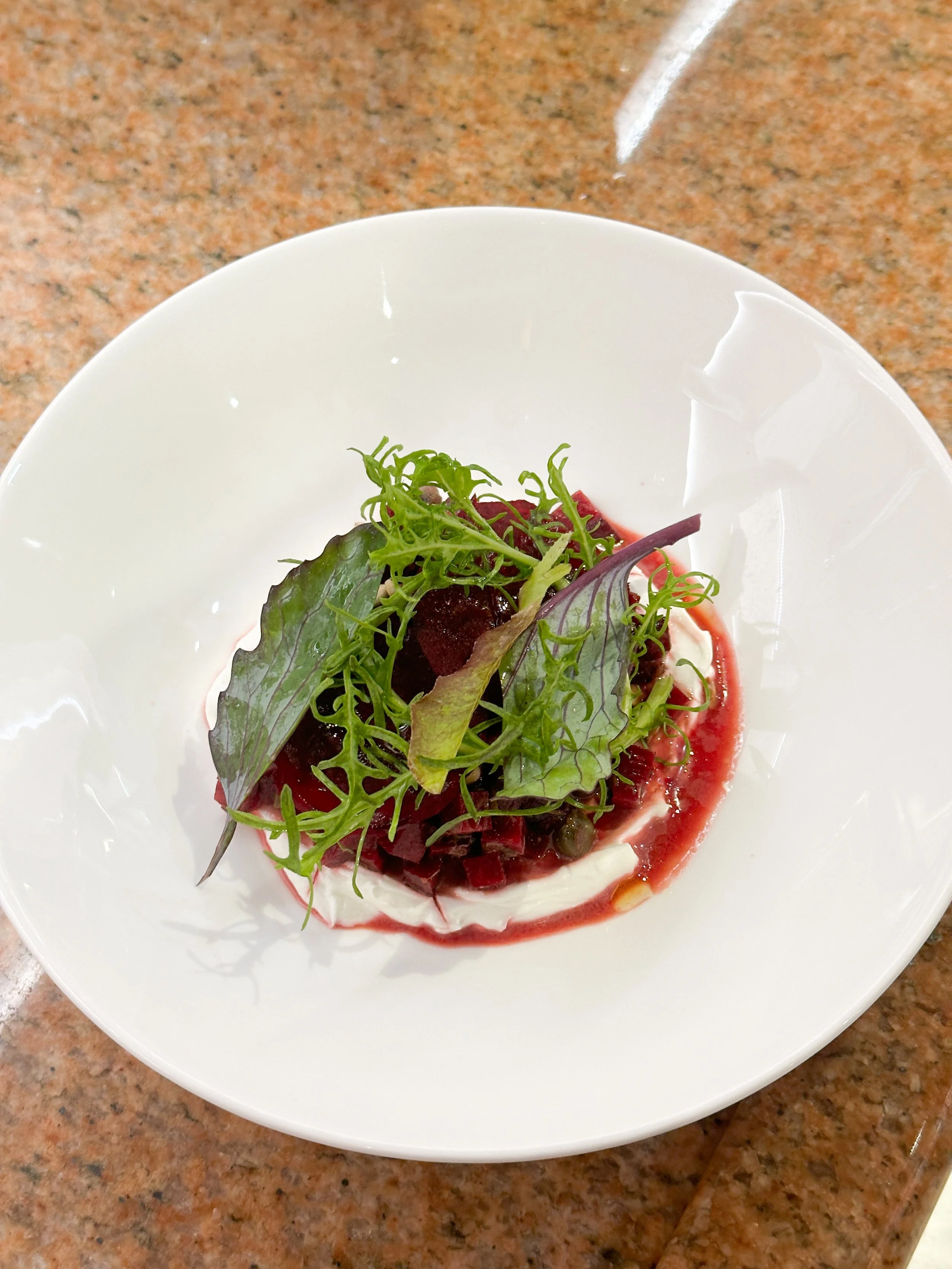 Beetroot tartar on labneh