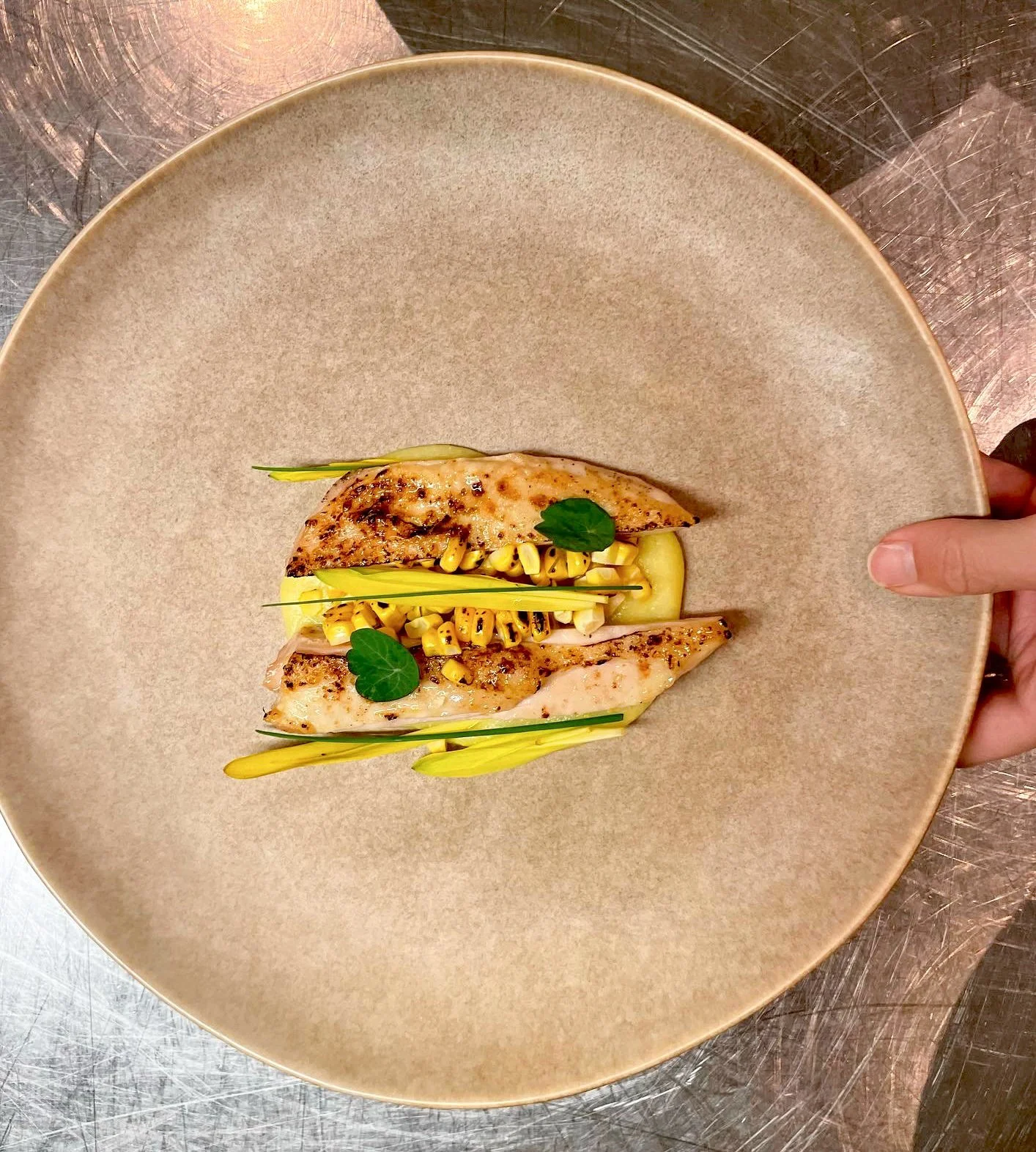 Label Rouge chicken and corn