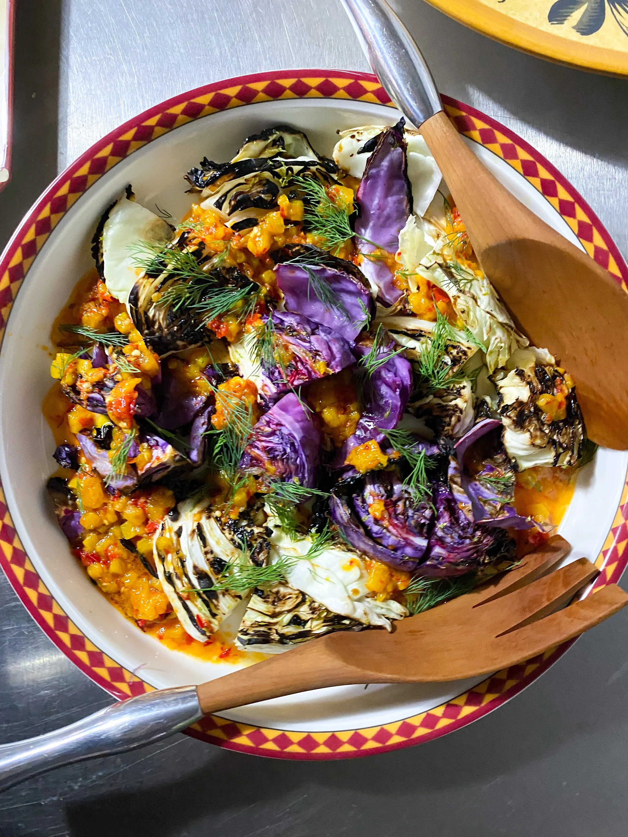 Braai cabbage salad with mango harissa