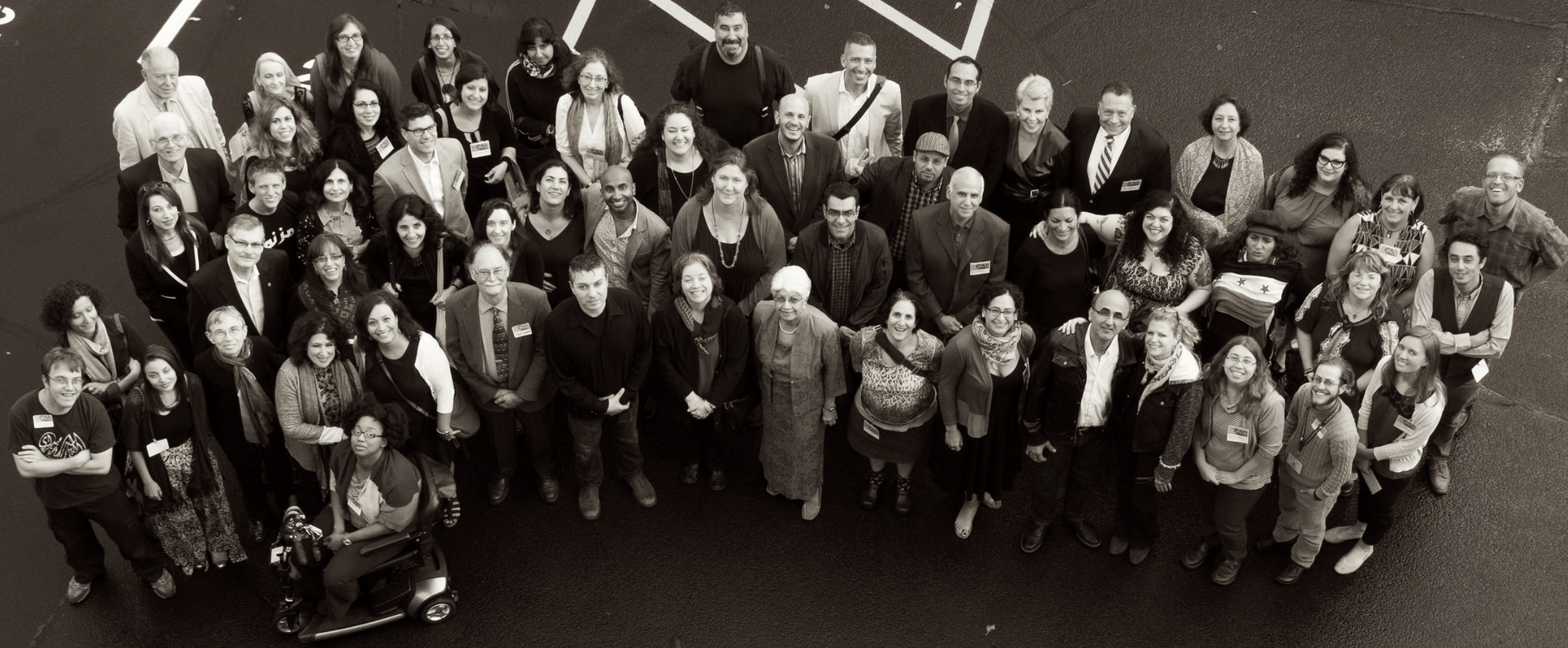 A black and white group photo