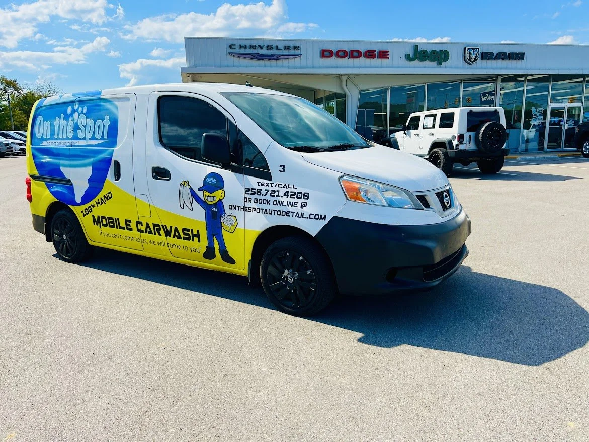 On the Spot Dealer Services performing professional dealership lot wash for ready-to-sell vehicles.