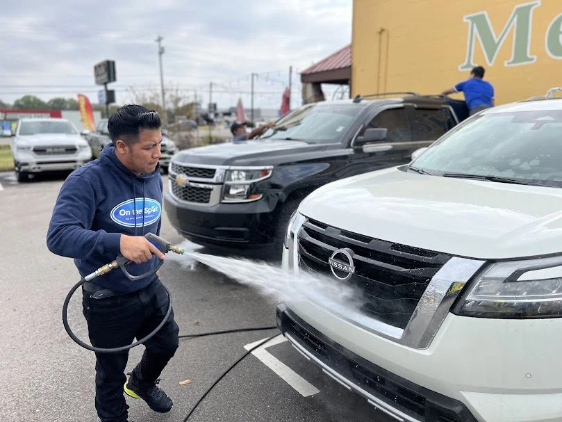 Exterior detailing and polishing for dealership vehicles to improve sales appeal.