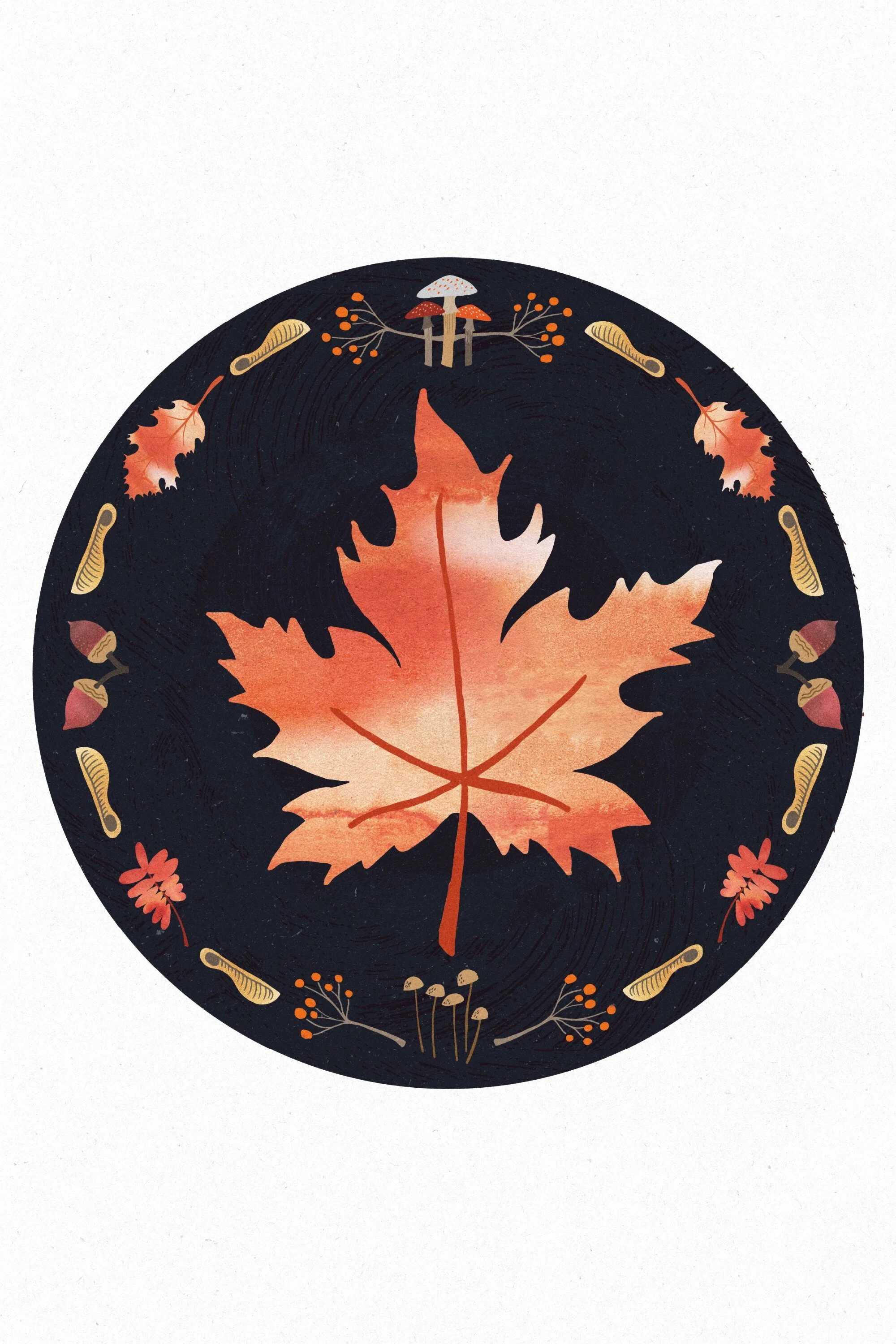 Large Print - Autumn Leaves Orange