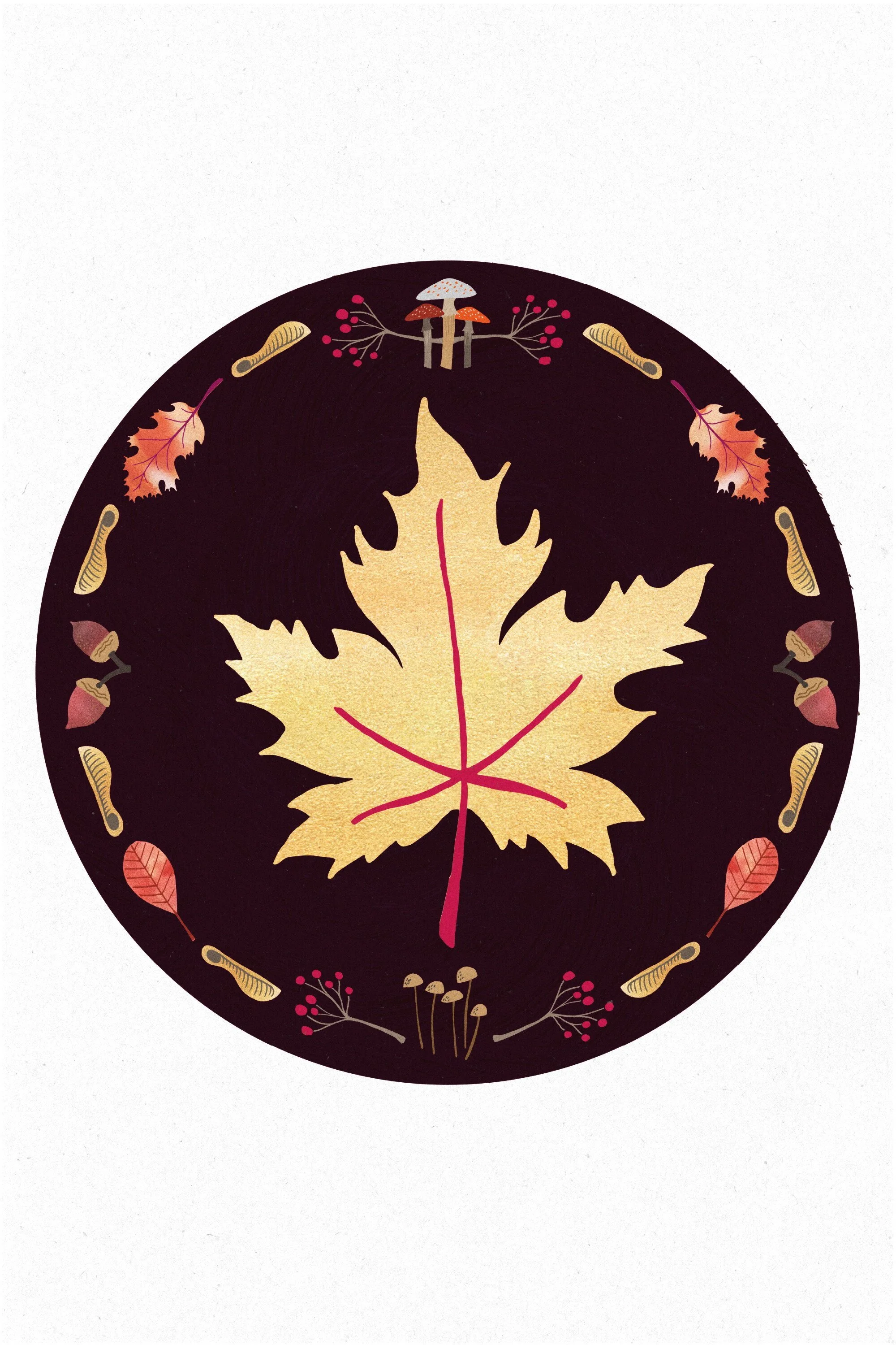 Large Print - Autumn Leaves Gold