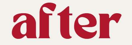 The word 'after' written in large, bold, red letters.