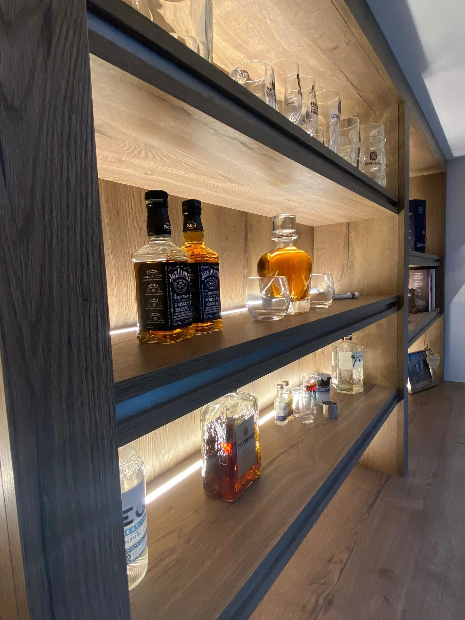 Drinks display with ambient LED lighting.