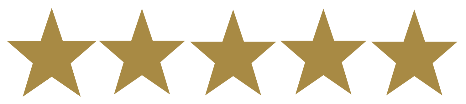 Five gold stars forming a five-star rating.